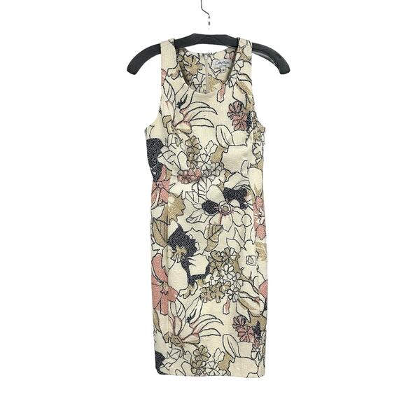 Amy Matto New York Cream Multicolor Floral Print Sleeveless Sheath Dress 4 - Picture 1 of 5